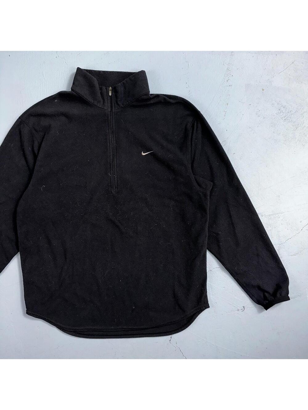 Nike Therma Quarter Zip Training Top Mens S Black Pullover Fleece Lined VTG
